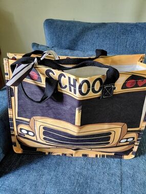 School Bus Graphic Tote Bag in Yellow and Black